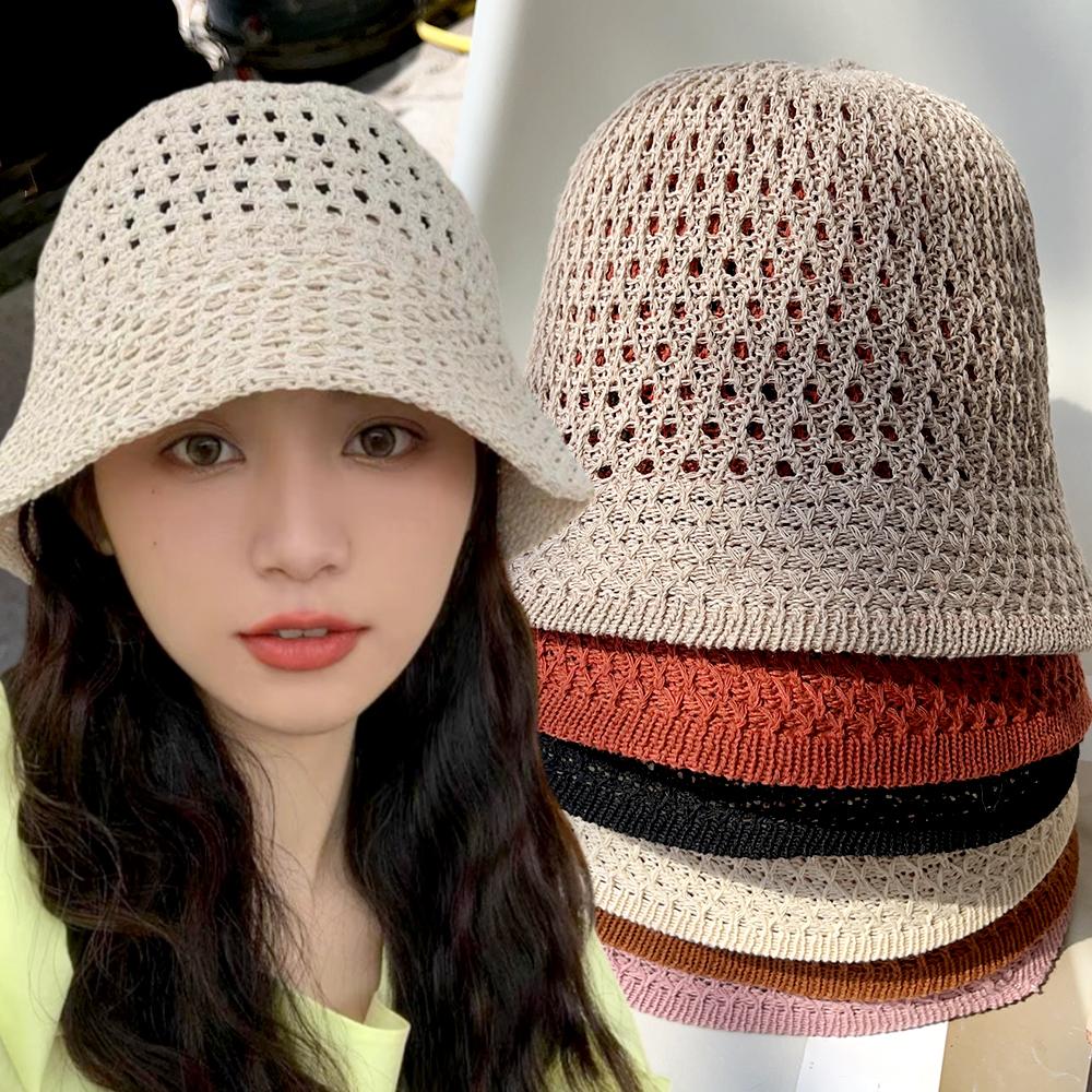 Beach Korean Straw Hat Summer Women Visor Breathable Chic Bucket Hats Fisherman Cap Hand Weaving Girl Fishing Sun Caps for Women