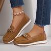 Fashi Metallkette Weiche Sohle Ballerinas Damen Frühling Herbst Wildleder Leder Plateau Loafer Damen zum Hineinschlüpfen N Slip Lässige Schuhe