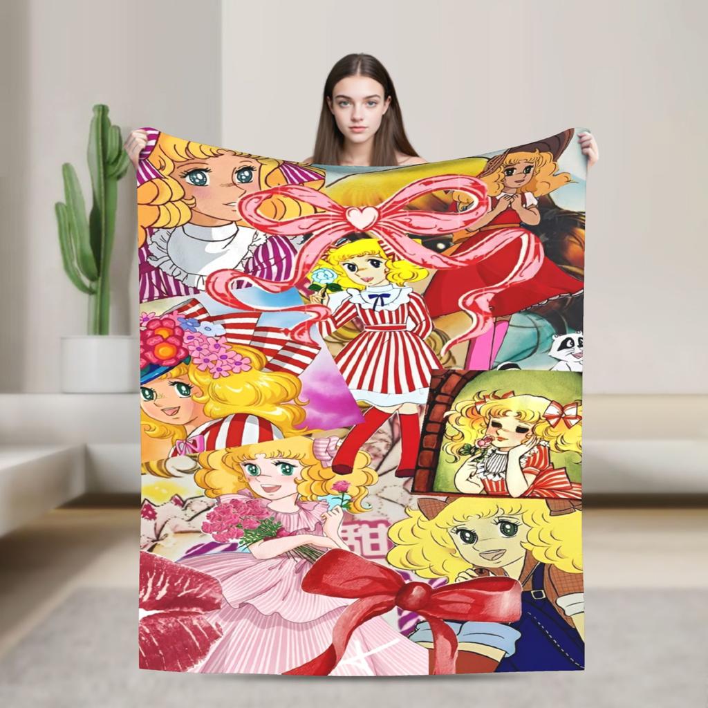 Candy Candy And Terry Anime Blanket  Warm Soft Funny Plush Bedding Throws For Couch Bed Travel Flannel Bedspread Bed Cover