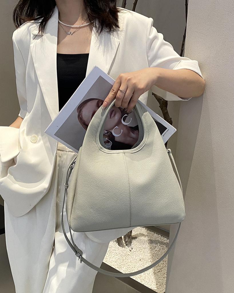 Light Luxury Real Leather Canvas Tote Bag 2025 New Style And Single Shoulder  Casual Large Capacity Minimalist Handheld Bucket Bag