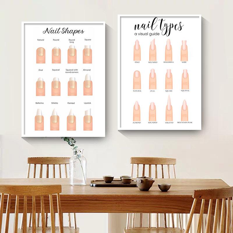 Fashion Makeup Polish Nail Types Illustration Nordic Print Posters Canvas Painting Wall Art Pictures For Bedroom Store Decor