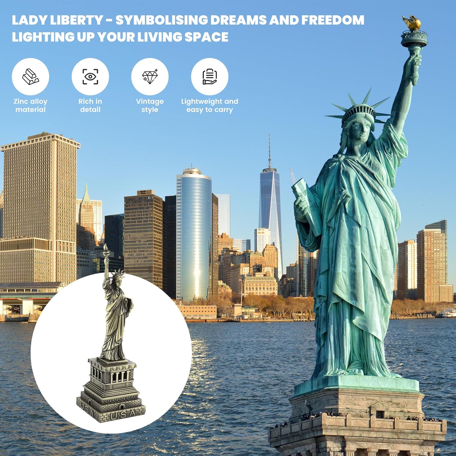 

Topyond Statue of Liberty Figurine Souvenir, Metal Building Model, Souvenir and Desk Decoration, Liberty Statue Model for Home, Office, Gift