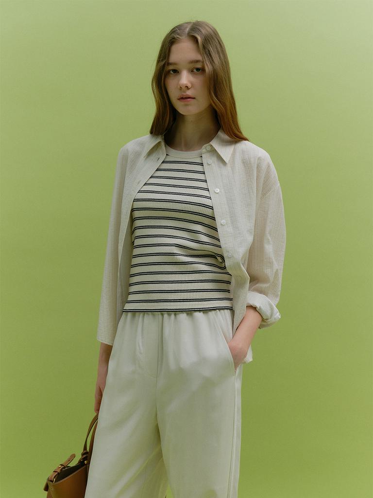 Mouth Round Striped Sleeveless (Ivory Stripe)