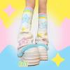 1 paio Scaldamuscoli Colore Caramella Jacquard con Motivo a Stella Calzettoni Lunghi Dolci Calzini Lavorati a Maglia Donna Ragazze