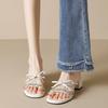 Fashion Sweet Butterfly-knot Narrow Band Slippers Women Luxury Rhinestone Design Brand Slide Sandals Comfort Elegant High Heeled Sandals