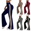 High Waist Flared Pants for Women with Side Stripe Detail Stretchy Bootcut Yoga Leggings for Athletic Casual Wear