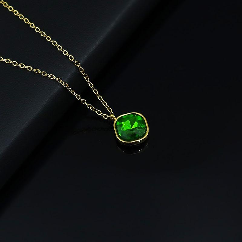 Stainless Steel Color Zircon Pendant Zircon Necklace Stylish Simple Men'S And Women'S Titanium Steel Clavicle Chain