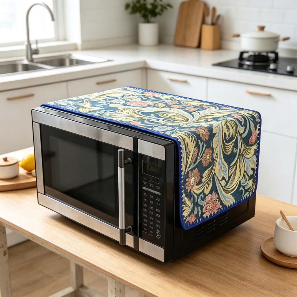 30x90cm Easy to Install Cotton Linen Microwave Dust Cover Anti Dust Cover