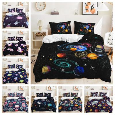 Quilt Cover Planet Bed Cover Pillowcase Digital Printing Bedding Three-Piece Set