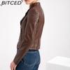 BITCED Spring/Autumn Women's Leather Jacket - Short Fit, Slim-Cut, Lightweight Leather Coat, Biker Style