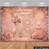 2D Flat Colored Fireworks 18th Birthday Backdrop Cloth with Diamond-encrusted Numbers 18 and Fireworks Cake Elements Yzb