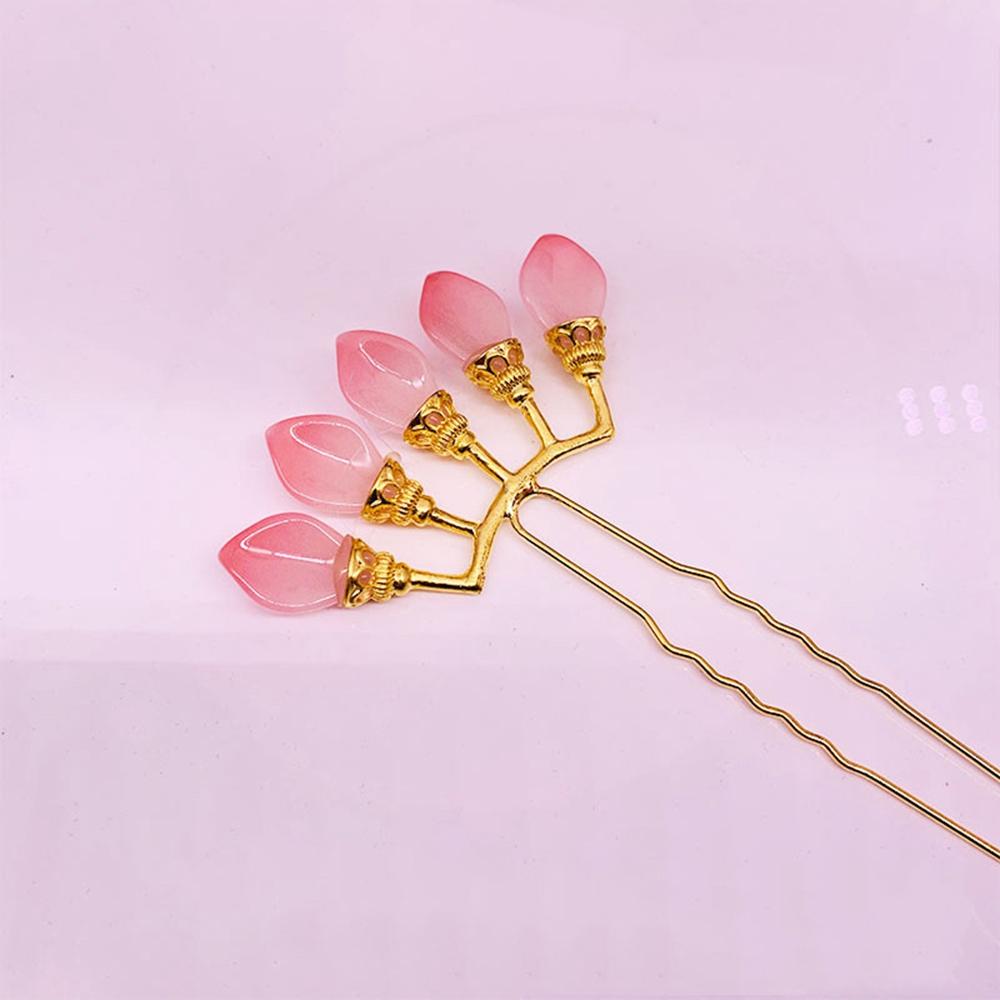 Crystal Petals Women U-shaped Zinc Zinc Alloy Hanfu Hair Sticks Pearl Row Hairpin Hair Forks Hair Accessories
