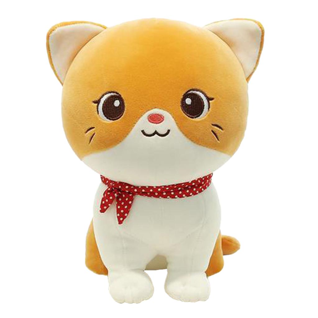 Cartoon Cat Plush Doll Cute Stuffed Kitten Rag Toy Elastic Soft Sofa Cushion Bedside Gift For Kids Girls 24cm