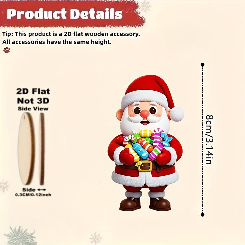 10 Stück Weihnachten Holz Lebkuchenmann Weihnachtsmann 2D Flacher Holzanhänger Weihnachtsbaumschmuck Perfektes Weihnachtsgeschenk Deko
