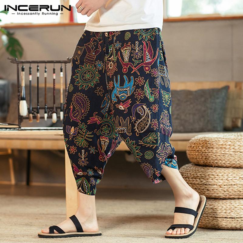 INCERUN Vintage Etnico Uomo Moda Estate Cropped Pantaloni floreali Stampati  casual in vita elastica acquista in modo economico — spedizione gratuita,  recensioni reali con foto — Joom