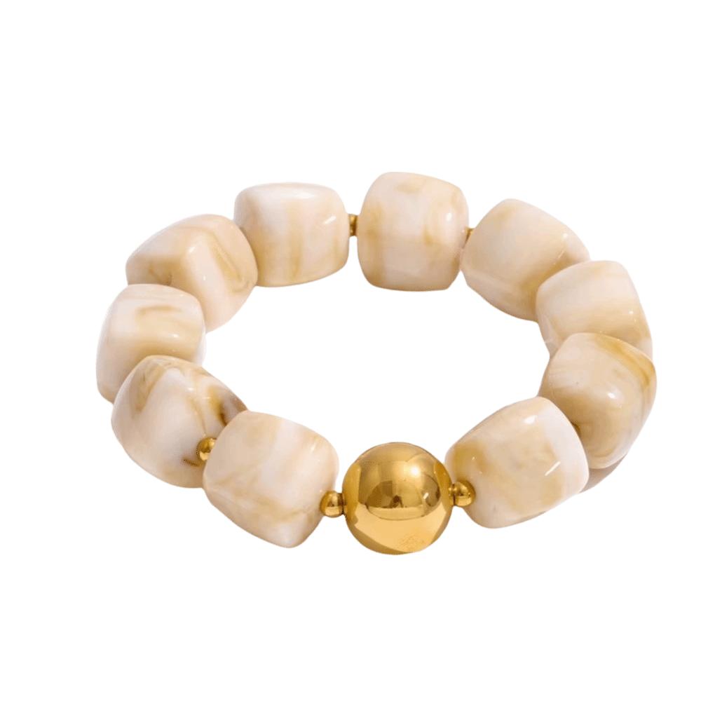 Colorful Elastic Geometric Bracelet Acrylic Stack Hand Chain Square Beads Bracelet  Women Men бежевый