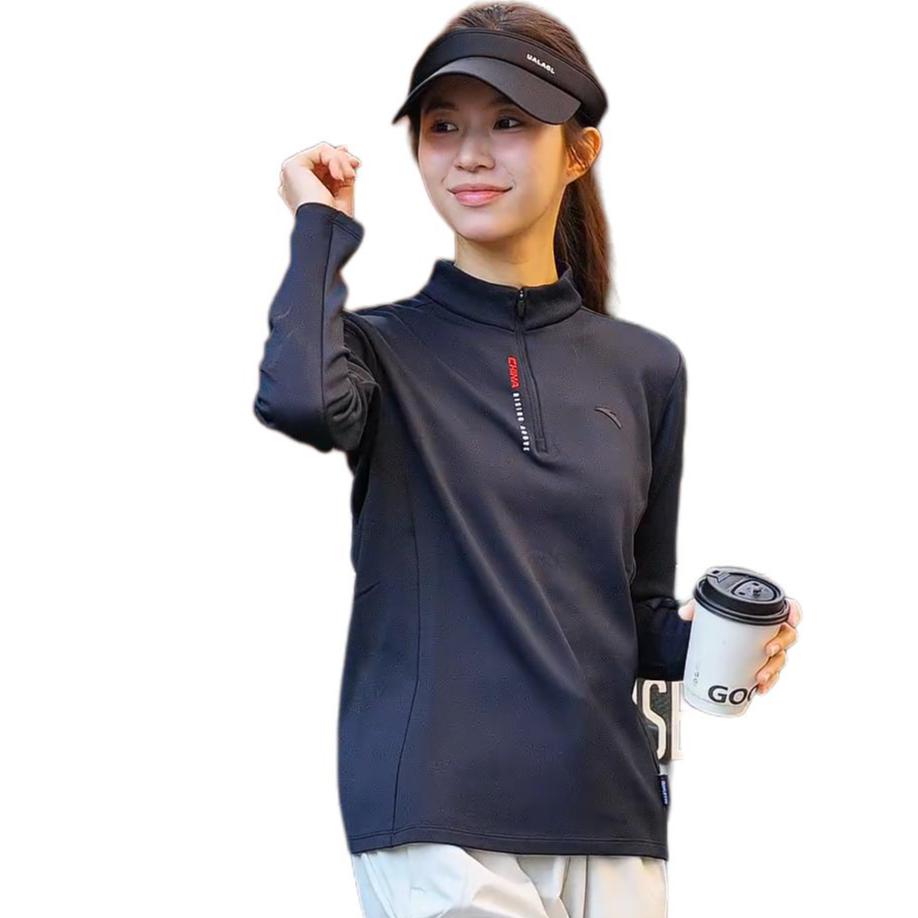 Anta Training Series Simple Stand Collar Letter Casual Versatile Comfortable Sports Knit Top Women tops 162547406-3