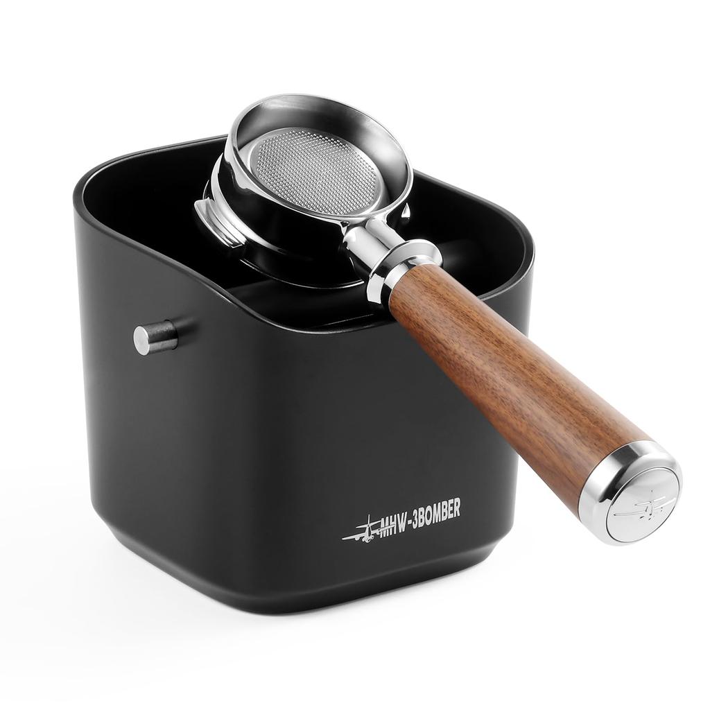 MHW-3BOMBER Knock Box, Espresso Coffee Knock Box, 1.2L Large Capacity, for Coffee Grounds, with Removable Silicone Bar for Quiet Operation, Suitable