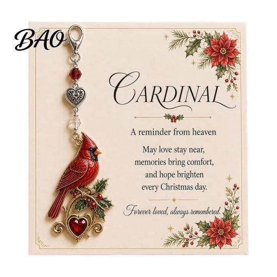 Stylish Key Holder for Women Christmas Keychain with Blessing Greeting Card, Vintage Metal Holiday Party Decoration Gift Charm Pendant, Bag Accessory,