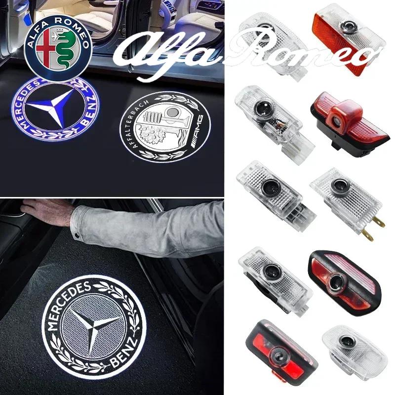2Pc Car Door Welcome Lamp Laser Projector LED Light For Mercedes Benz AMG W176 W202 W204 W205 W210 W211 W212 CLA CLK CLS GLA GLC