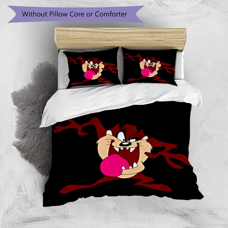 3pcs Taz-Mania pattern bedding set duvet cover set includes duvet cover &pillowcases, perfect all season bedroom decoration & gift