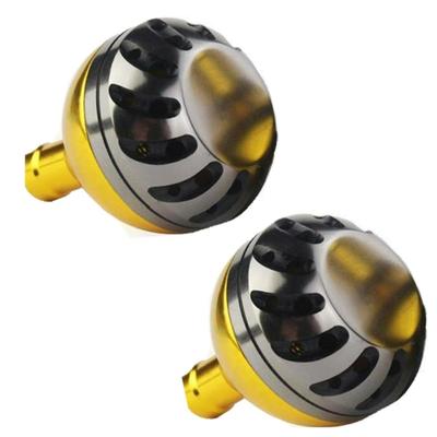 APAGAI Power Handle Aluminum Round Set of for Shimano A and Daiwa S Spinning Universal 38mm Round Set of 2 with Gold Metal Knob, Knob, 2, Reels,