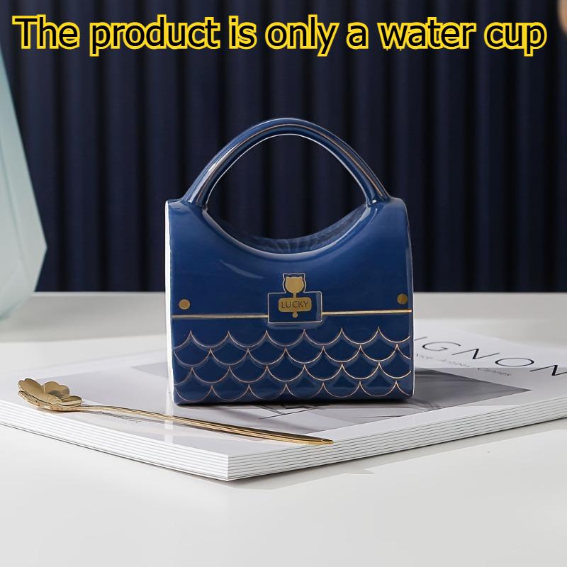 1pcs Bag-Shaped Mug Office Home Coffee Cup Stylish Handbag Design Ceramic Cup for Coffee & Drinks Mug 400ml
