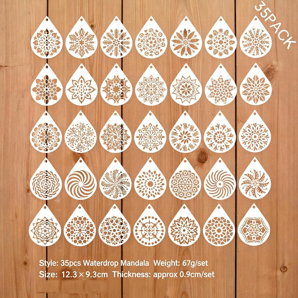 42/35pcs Mandala Stencil Set Reusable Plastic Templates for Rock Painting DIY Crafts Scrapbooking Home Decor Easy to Use