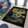 Brazil Worldwide Rectangular Rug, Brazil Flag Soccer Culture Print Non Slip Floor Mat for Fan Living Room Bedroom Decor