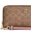 New COACH Coated Canvas Wallet Trumpets Women's Tan & Pink CW778-IMXB0