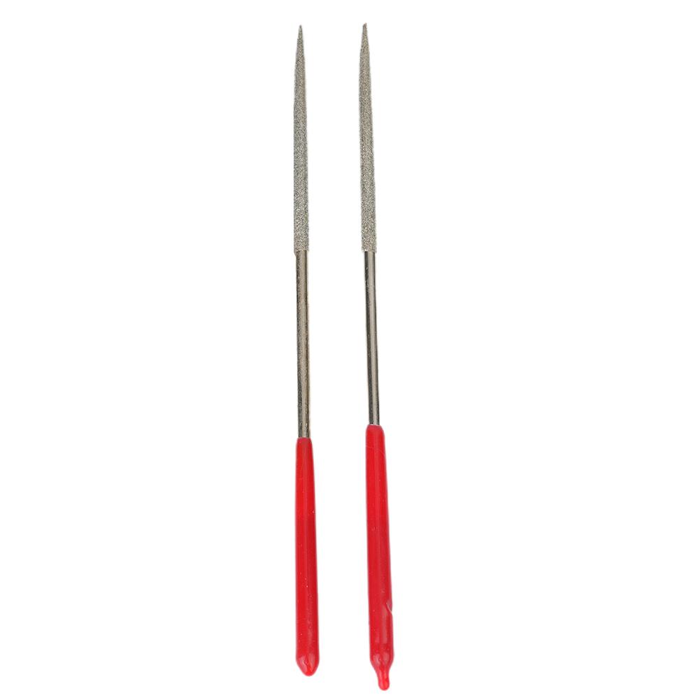 Industrial Diamond Files Silver Tone + Red 2 Pcs 3 X 140 Mm