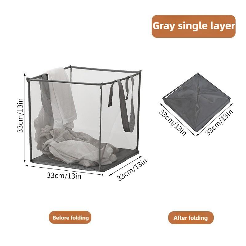Large Foldable Square Mesh Laundry Hamper-Portable Dirty Clothes Basket with Handles,for Bathroom & Home Use Collapsible Laundry