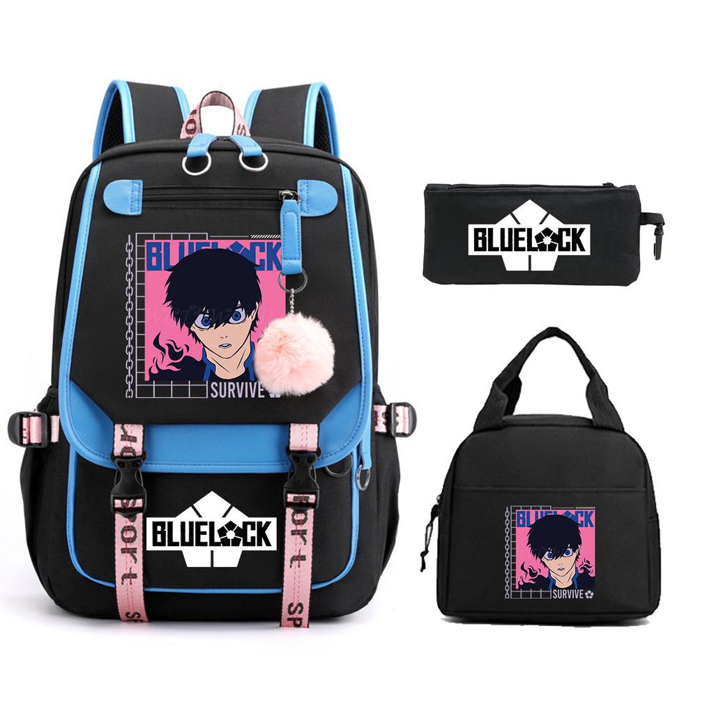 Peripheral Printed Backpack Leisure Student School Bag Pencil Bag Lunch Bag Set