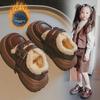 Winter 2024 Trendy Kids' Leather Shoes: Warm, Thick-Soled, Plus Velvet, Cotton-Toe Design for Boys and Girls