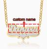 18K Gold Nameplate Necklace Personalized Double Name Plate 3D Name Two Tone Necklace Custom Heart Name Necklace For Women