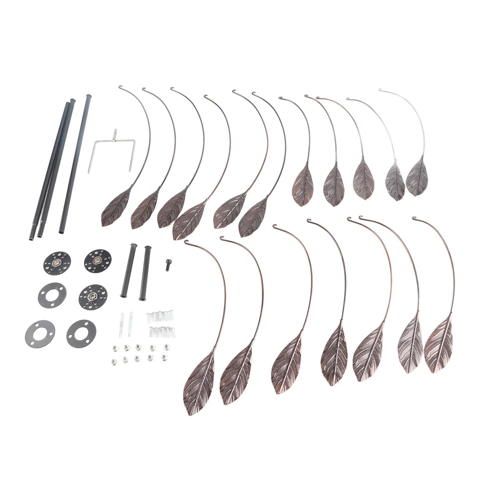 Metal Wind Spinner Wind Sculpture Rustproof Waterproof Heavy Duty Falling Foliage Kinetic Copper Triple Spinner For Outdoor