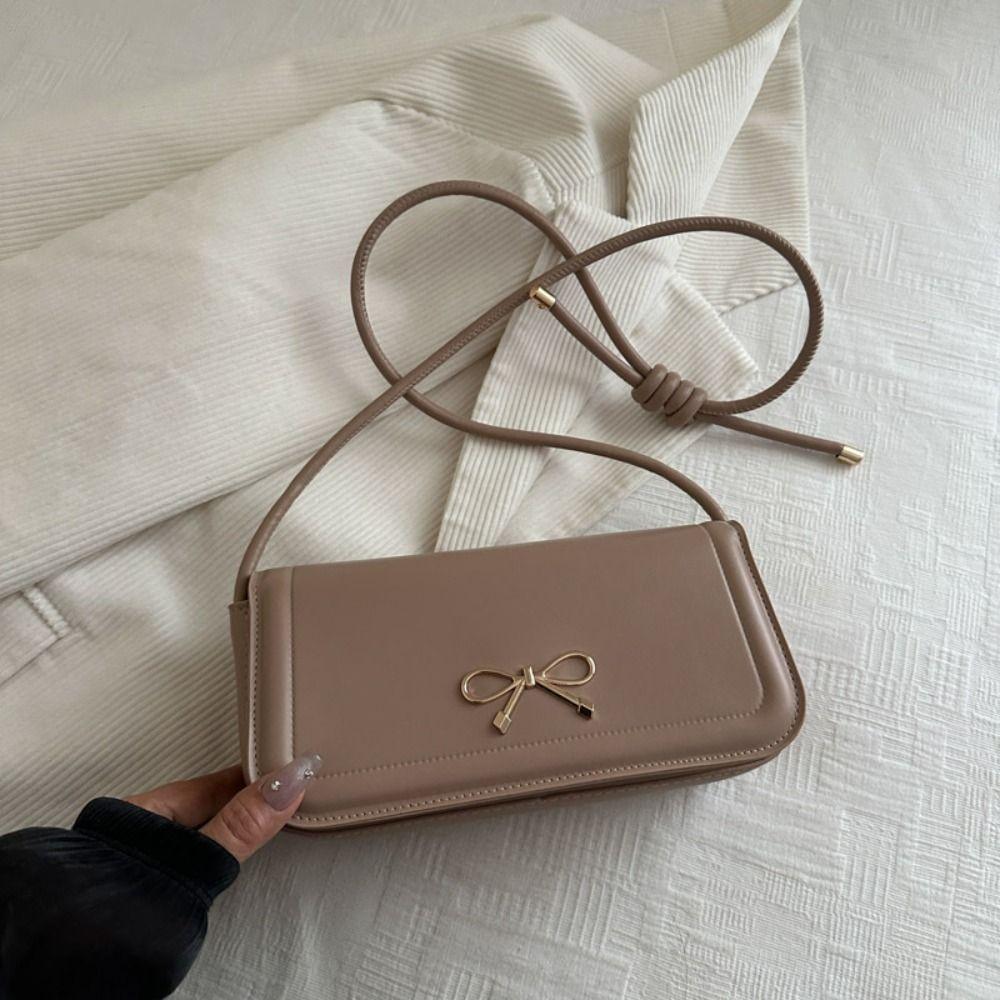Solid Color Bow Crossbody Bag Korean Armpit Bag Fashion Underarm Bag  Handbags