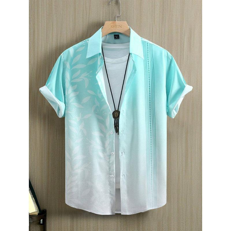 Hawaiian Print Short-sleeved Shirt Beach Party Trendy Men's Casual Shirt Summer Outdoor Everyday Men's Short-sleeved Shirt
