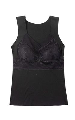 Gold Japan Große Größen Ärmellose Unterwäsche mit BH Schwarze Damen-Körbchen, Fleece-gefüttert, Goldy-1203, 5L,