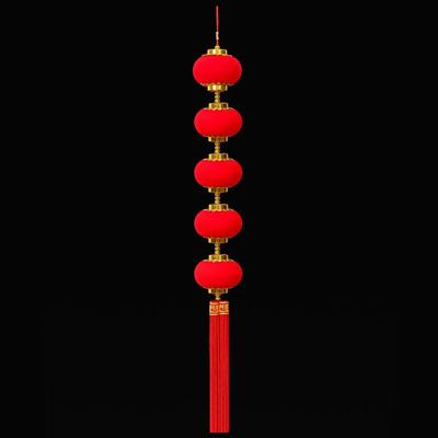 Handgefertigte Rote Neujahrs-Laternen zum Aufhängen Rote Kugel Hängende Laternenkette Chinesischer Stil mit Quasten Dekorative Kugelkette