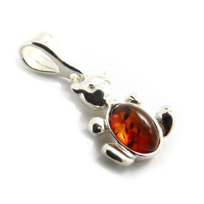 [J5654] - Pendente Prata 'Teddy' Âmbar