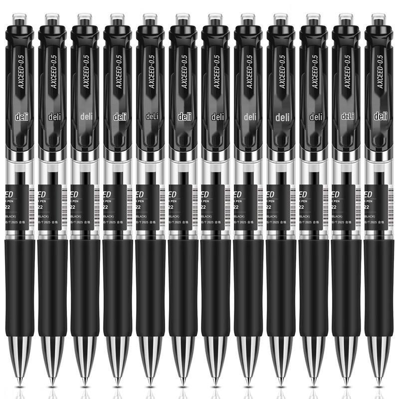 Black/Blue/Red Deli S01 Click Ballpoint Pen - 0.5mm for Students