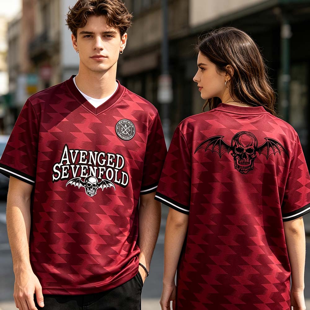 Avenged Sevenfold Football Tees V-neck Summer Short Sleeve Male T-shirt Jersey Streetwear Unisex Casual Fashion Print Merch Top