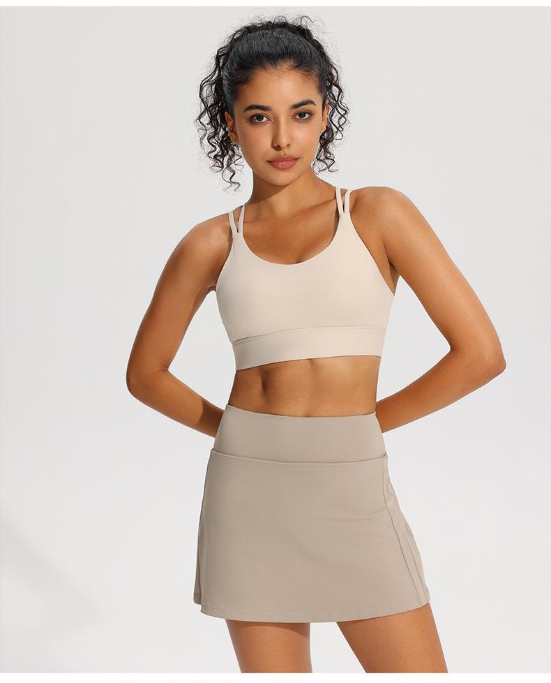 Soutien-gorge de sport de yoga antichoc à bretelles fines - Sèche rapidement, galbant et design dos magnifique