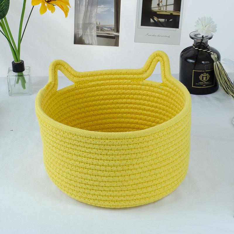 

3pc Small Storage Baskets Natural Cotton Woven Basket Small Organizer Basket for Montessori Baby Nursery Toy Organization Bin