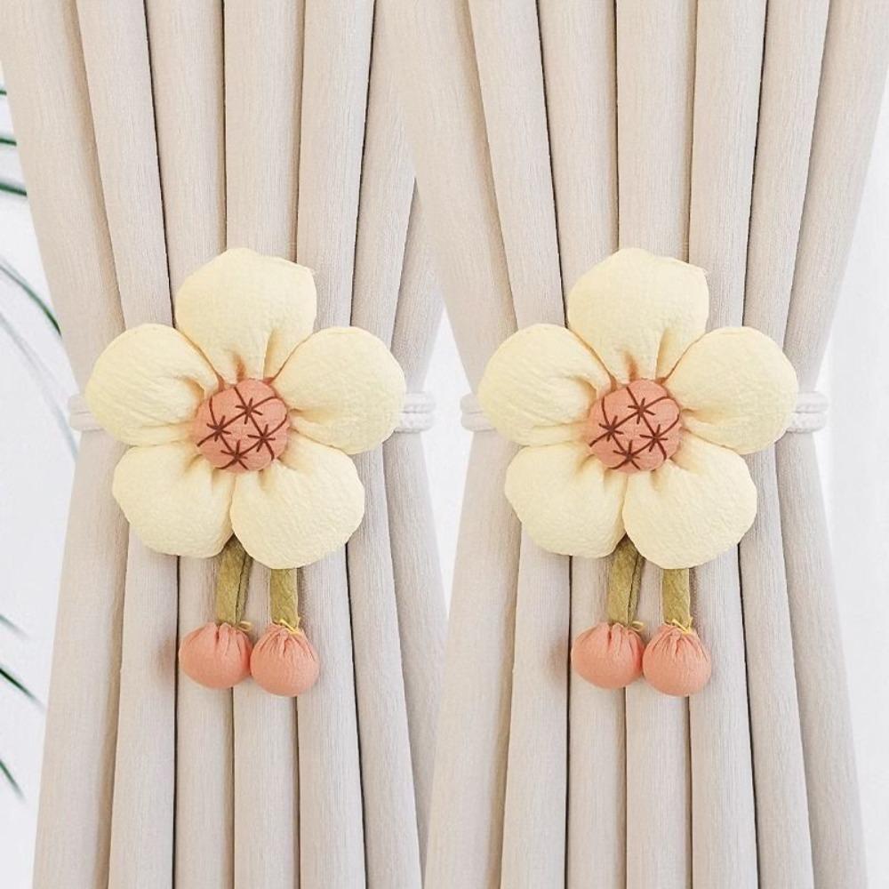2PCS Curtain Holder Sunflower Curtain Tieback Cute Curtain Buckle Curtains Rope Holder Home Decor