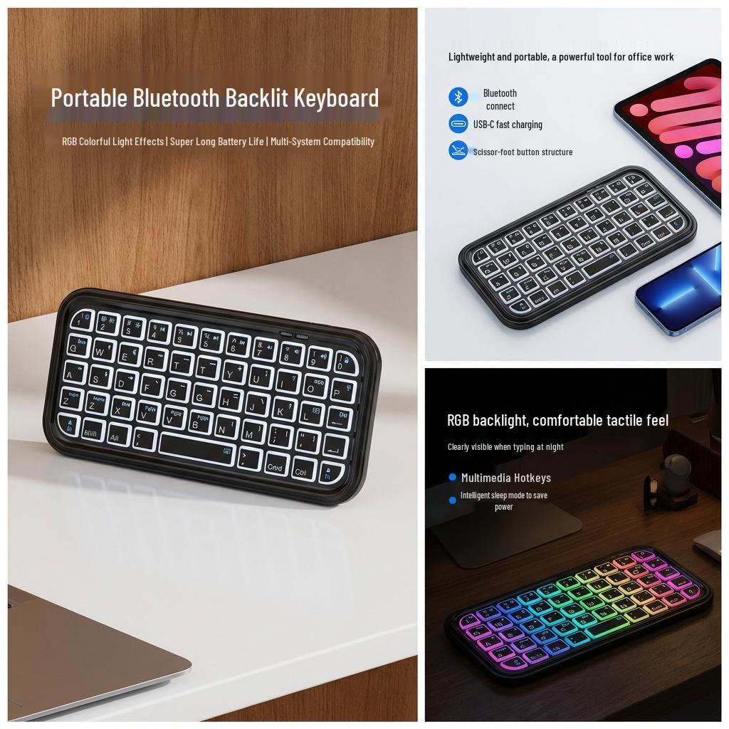 Universal Three-Mode Wireless Luminous Mini Bluetooth Keyboard