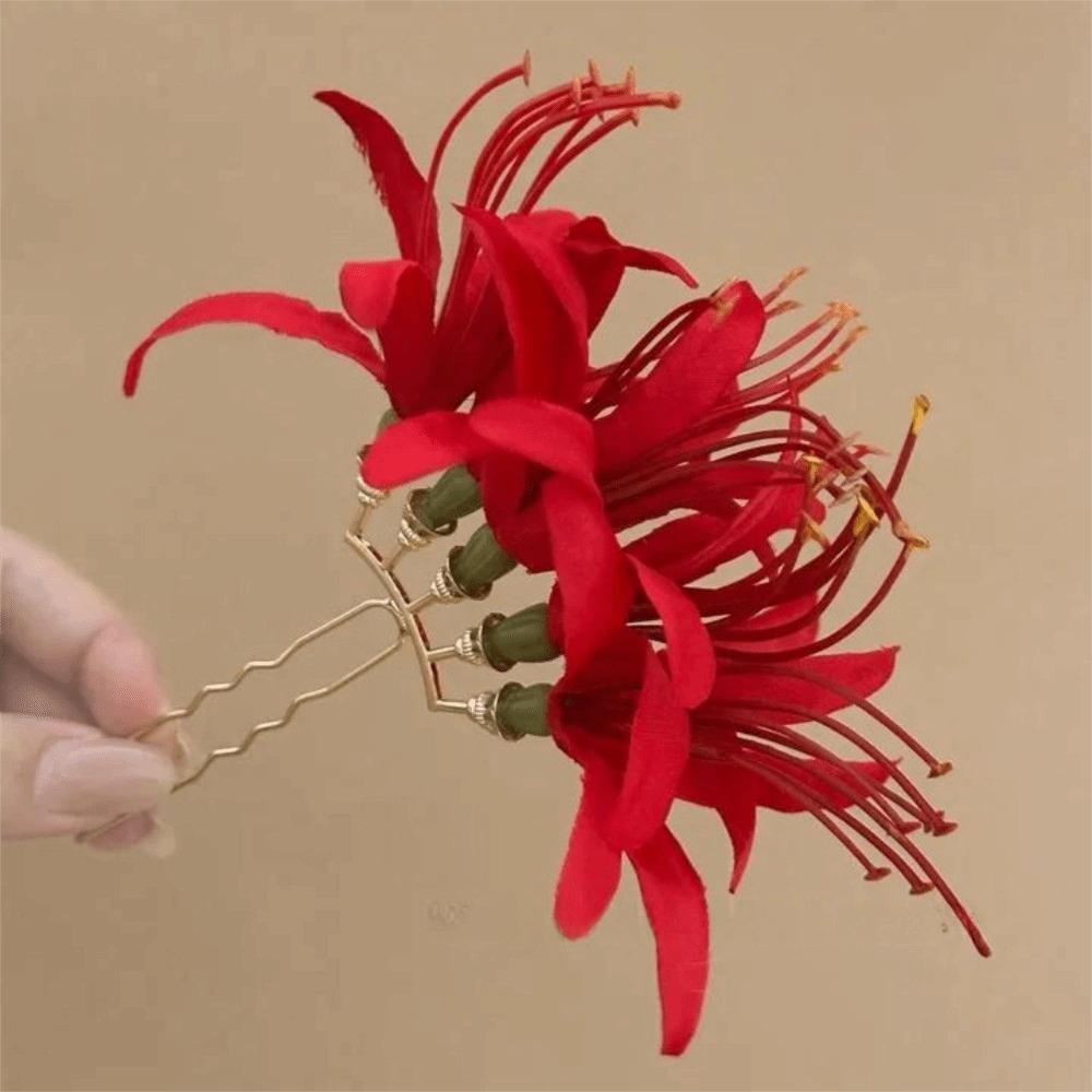 Large Flower Hair Stick Bohemian Thai Hair Fork Sweet Simulation Flower Hairpins Daily