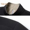 Men Jacket Stand Collar Long Sleeve Solid Color Plaid Lining Jacket Coat Pockets Zipper Placket Casual Outwear