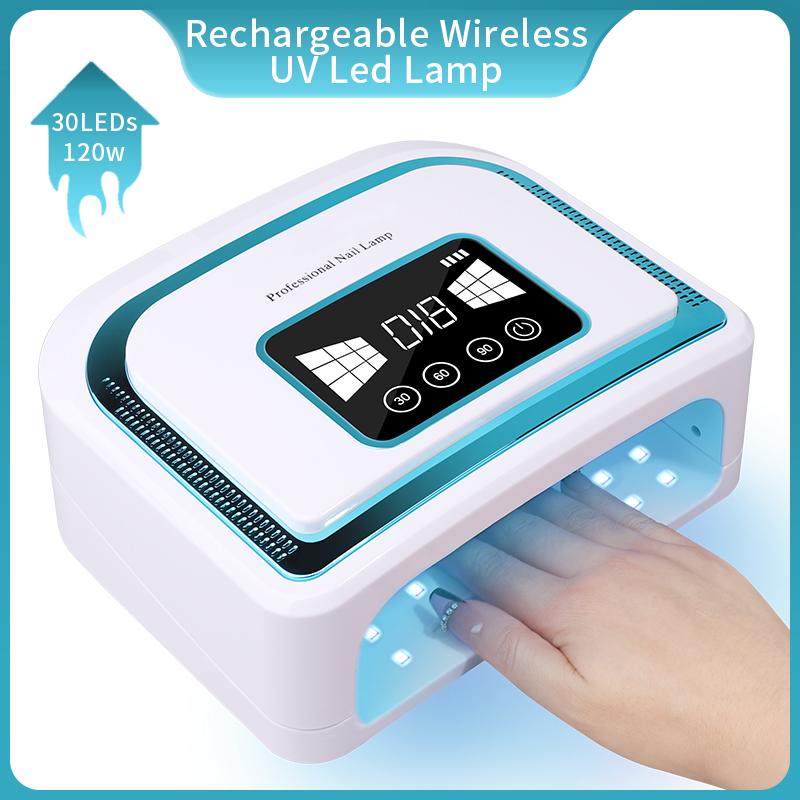 Led Lamp For Nails Uv Nail Drying Gel Manicure Cabin Polish Dryer 120W Light Dryers Wireless Cordless Rechargeable